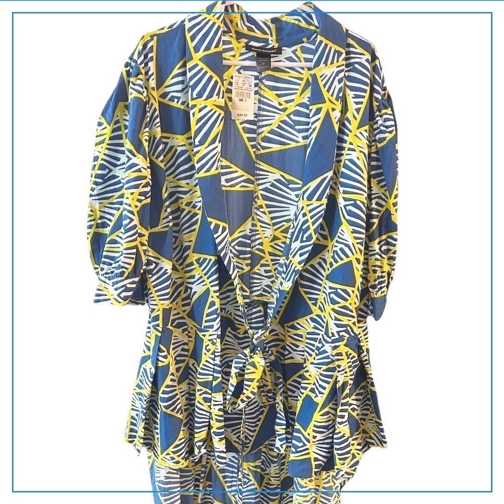 New W/Tag Ashley Stewart Mixed Media Tie Front Kimono Duster Sz. 20